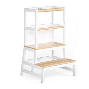 Northix Nastavljiv učni stolp iz borovega lesa s tablo, 93x51x50 cm