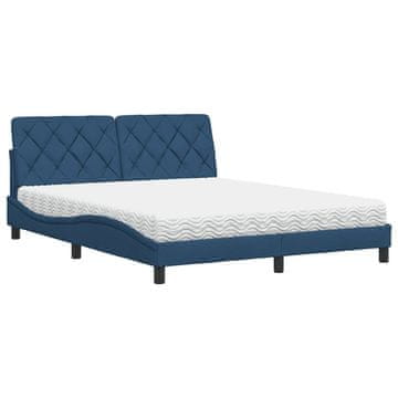 Vidaxl Postelja z vzmetnico modra 160x200 cm blago