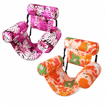 HOME & MARKER® Napihljiv ležalnik za bazen 2 kosa, ergonomski, nastavljivo naslonjalo, zložljiv | POOLYRA