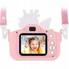 Dexxer 48Mpx otroški fotoaparat LCD samorog roza 32GB SD kartica