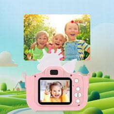 Dexxer 48Mpx otroški fotoaparat LCD samorog roza 32GB SD kartica