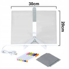 Dexxer LED svetlobna grafična tablica za risanje neon 20×30cm