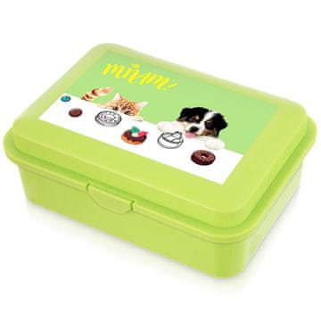 Northix Škatla za malico, Green Dog Cat Design, 750 ml