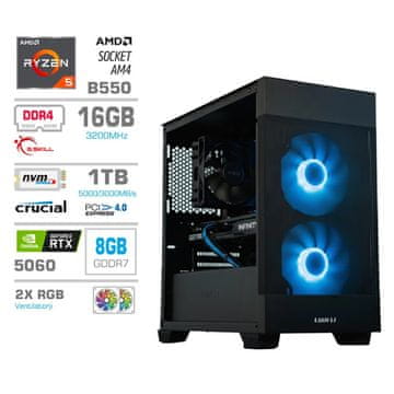 MEGA MT S7X računalnik, AMD Ryzen 5-5500, 16GB, SSD1TB, RTX5060, FreeDOS