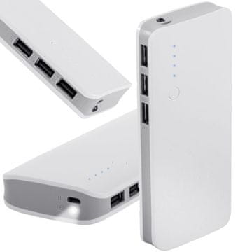 Verkgroup 10000mAh prenosna baterija LED in 3x USB 2.1 powerbank bel