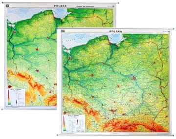 shumee Poljska. Dvostranski splošni geografski (fizični) stenski zemljevid / za vaje