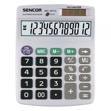 slomart Sencor SEC 367/12 namizni kalkulator, 12-mestni zaslon, dvojno napajanje