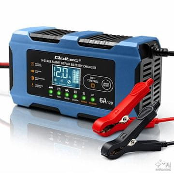 slomart Qoltec 526690 avtomatski polnilnik akumulatorjev 12V 6A, AGM/GEL/LiFePO4