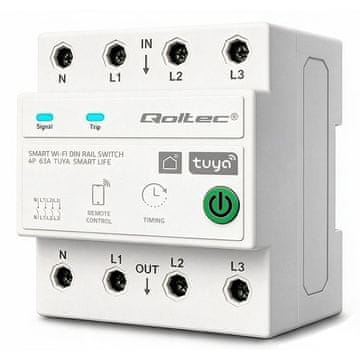 slomart Qoltec 509761 trifazni relej 63A, DIN letev, Wi-Fi, časovnik