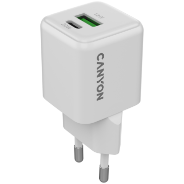 Canyon charger CU20AC GaN 20W 1xPD 1xQC EU White