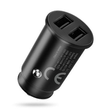 slomart EAV CC-25C avtopolnilnik 12W, 2x USB-A, črn + USB-C kabel 1m