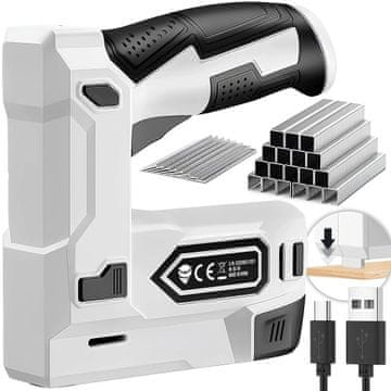 Dexxer 1500mAh prenosni akumulatorski žebljalnik in sponkač 500 sponk USB