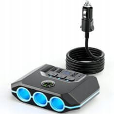 Dexxer 12V-24V LED avto polnilec in razdelilec 4x USB Quick Charge 3.0 LCD