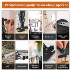 Cool Mango večnamensko orodje 16 v 1 s kleščami, žepno orodje za dom in kampiranje, črno