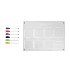 Cool Mango Magnetni planer in koledar za hladilnik, tedenska tabla za suho brisanje 40 × 30 cm s 6 markerji in magnetno gobo – Calendary