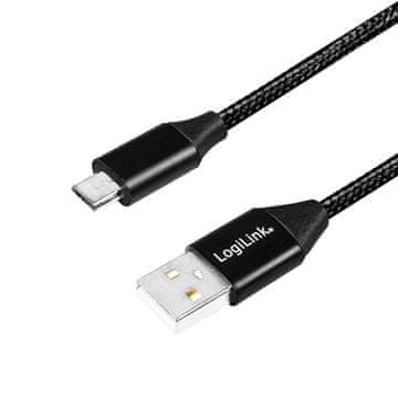 LogiLink USB 2.0 kabel CU0143 USB A - micro USB B, M/M, črn 0,3 m