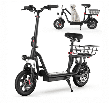 ISCOOTER iScooter i12 električni skiro s sedežem in košaro, 500 W, 36 V 7,5 Ah, do 25 km/h, doseg do 35 km, 12" pnevmatike