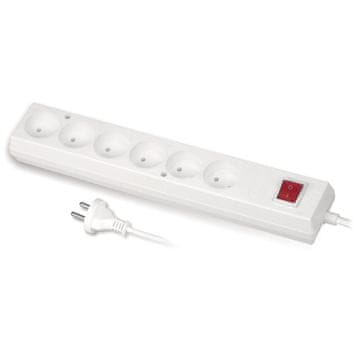 slomart Razdelilna letev s 6 vtičnicami, 5m, bela, PLASTROL PS-670WS