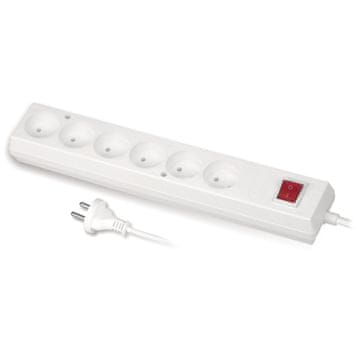 slomart Razdelilna letev s 6 vtičnicami, 3m, bela, PLASTROL PS-670WS