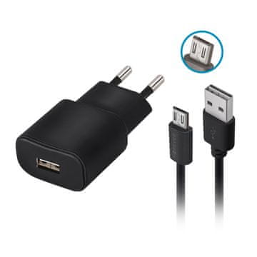Forever Forever TC-01 omrežni polnilnik, 1x USB 2A, črn + microUSB kabel