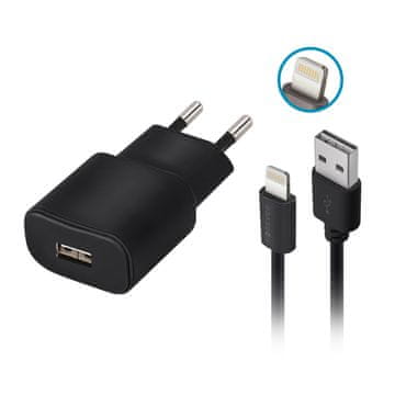 Forever Forever TC-01 omrežni polnilnik, 1x USB 2A, črn + Lightning kabel