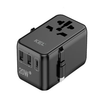 slomart Plastrol AD-3/EU/UNI/20W Univerzalni potovalni adapter, 2xUSB-C PD 20W + 2xUSB-A 12W