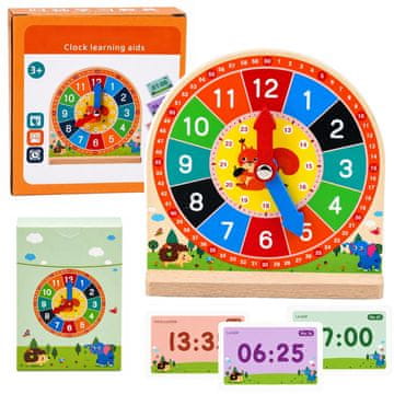 slomart Lesena izobraževalna ura LEAN TOYS za učenje ur, premikajoče se kazalce