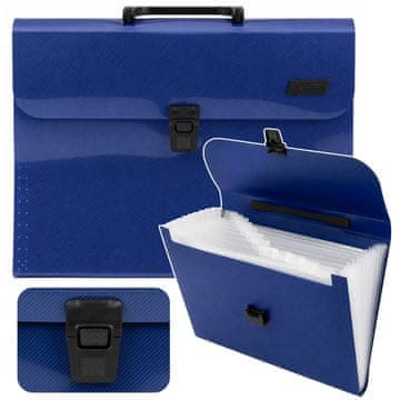 slomart LEAN Mapa z organizatorjem za dokumente A4, modra, 13 predelov