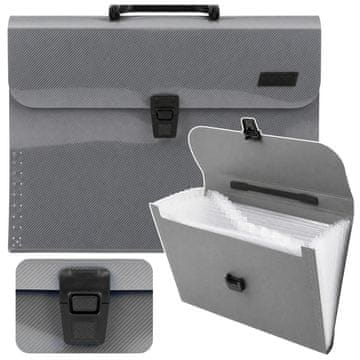 slomart LEAN Mapa z organizatorjem za dokumente A4, siva, 13 predelov