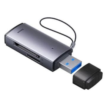 Kart Baseus SD + microSD USB 3.0 čitalnik kartic, siv
