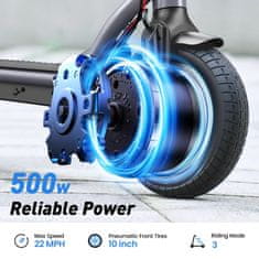 ISCOOTER iScooter W6 zložljiv električni skiro za odrasle, 500 W, 36 V 10,5 Ah, do 30 km, 10" pnevmatike in aplikacija