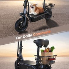 ISCOOTER iScooter F3 zložljiv električni skiro s sedežem in košaro, 1000 W, 48 V 13 Ah, do 60 km, 10" pnevmatike