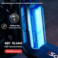 ISCOOTER iScooter F7 električni skiro s sedežem in košaro, 1000 W, odstranljiva baterija 48 V 10,4 Ah, do 50 km, 16" široke pnevmatike
