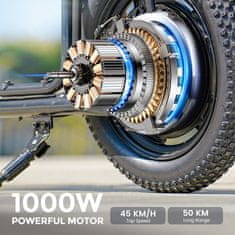ISCOOTER iScooter F7 električni skiro s sedežem in košaro, 1000 W, odstranljiva baterija 48 V 10,4 Ah, do 50 km, 16" široke pnevmatike