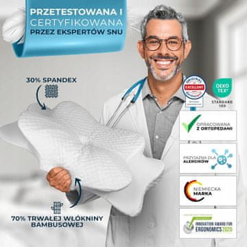 Gluckstoff ortopedska spominska blazina Butterfly Bamboo Premium CE bela