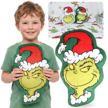 sarcia.eu Grinch Božična, MEHKA Dekorativna blazina, okrasna za sobo, ŽAMETNA oblikovana blazina 32x22cm OEKO-TEX