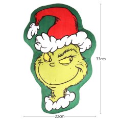 sarcia.eu Grinch Božična, MEHKA Dekorativna blazina, okrasna za sobo, ŽAMETNA oblikovana blazina 32x22cm OEKO-TEX