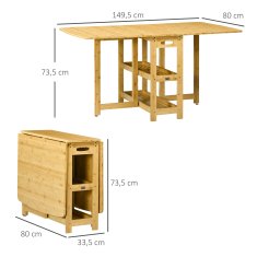 Homestar Jedilna miza zložljiva miza 149,5x80x73,5 cm naravni les