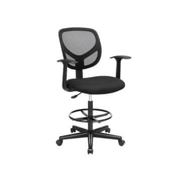 Songmics Pisarniški stol ergonomski risarski stol 46x45x98.5 cm črn