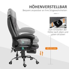 Homestar Pisarniški stol z masažno in ogrevalno funkcijo, 65x160x104 cm, siva