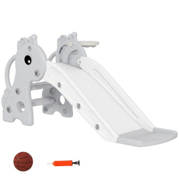 Homestar Otroška tobogan 3 v 1 z košem za košarko 106x51,5x52 cm siva