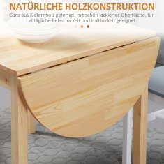 Homestar Jedilna miza z zložljivim robom 140x70x75 cm naravna