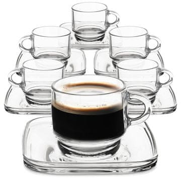 Northix Steklena skodelica s krožničkom 75 ml 6 kos.