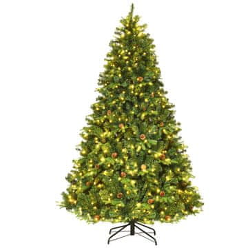Costway Umetno božično drevo 225 cm z LED lučmi