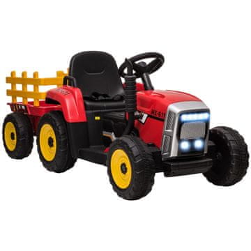 Homestar Električni traktor na akumulator za otroke s prikolico 136,5x50x52,5 cm rdeč