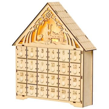 Homestar Adventni koledar 24 predalov 26,6x6x30 cm naraven LED luči