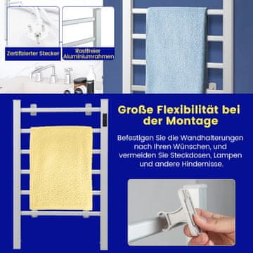 Costway Električni grelec za brisače z 8-urnim časovnikom, zaščito pred pregrevanjem, LED zaslonom, aluminij