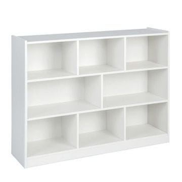 Costway 3-nadstropni odprti regal za shranjevanje s 8 predelki, bel