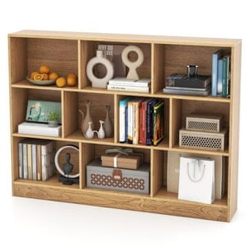 Costway 3-nadstropni organizator 10-kockna knjižna polica 140 cm naravna