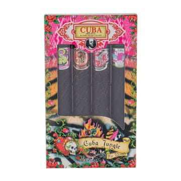 Cuba Jungle darilni set parfumska voda Tiger 35 ml + parfumska voda Snake 35 ml + parfumska voda Zebra 35 ml + parfumska voda Heartbreaker 35 ml za ženske